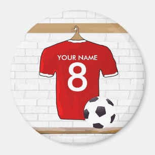 Personlig Red and White Football Soccer Jersey Magnet