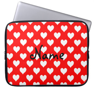Personlig Red and White Heart Mönster Laptop Sleeve