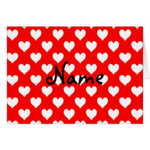 Personlig Red and White Heart Mönster OBS Kort