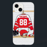 Personlig Red and White Ice Hockey Jersey<br><div class="desc">En unik och roligt sportdesign med en personlig ishockeyjersey som hänger i ett skållrum med hjälm, isskridskor och en hockeyklubba. Tjersey kan vara helt personlig med det antal och namn som du väljer att ge en underbar gåva till alla ishockey fläkt, ishockeytränare eller ishockeyspelare. Andra färger som finns tillgängliga i...</div>