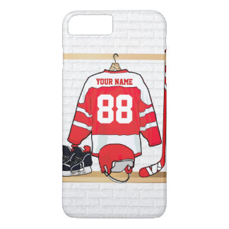 Personlig Red and White Ice Hockey Jersey