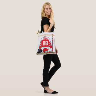 Personlig Red and White Ice Hockey Jersey Tygkasse