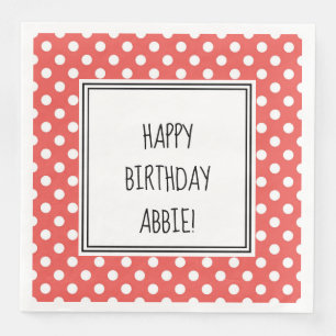 Personlig Red and White Polka Dot Party Napkins Pappersservett
