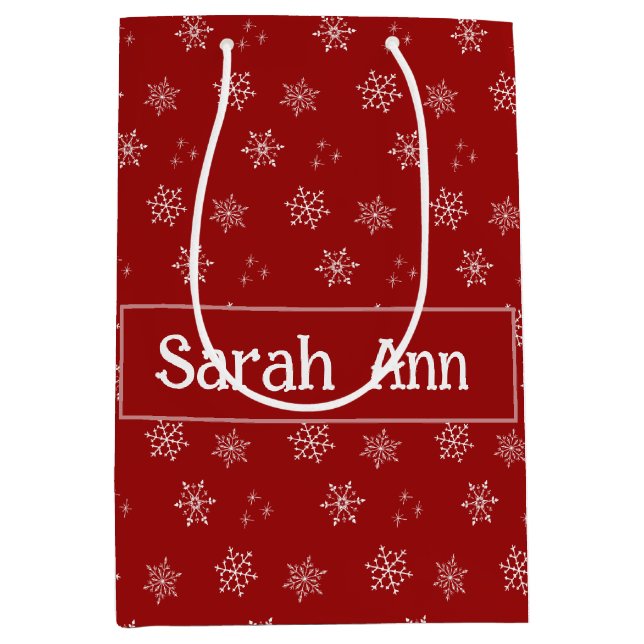 Personlig Red Anpassningsbar Snowflake Gift Bag (Framsidan)