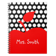 Personlig Red Apple Black and White Polka Dot