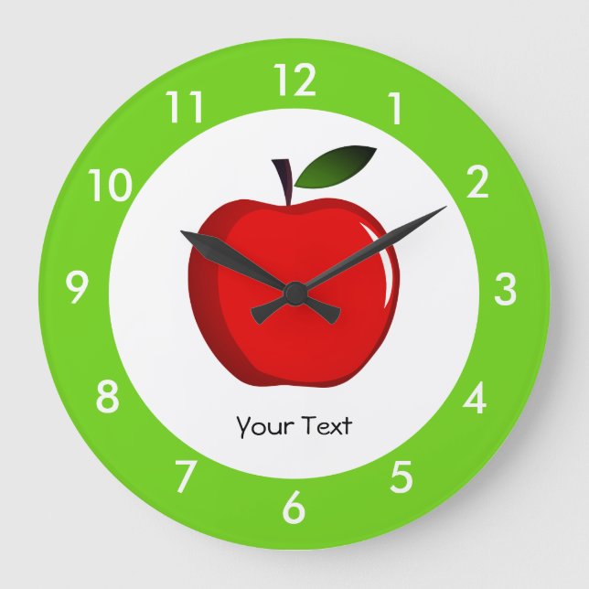 Personlig Red Apple Teacher Large Clock Stor Klocka (Framsida)