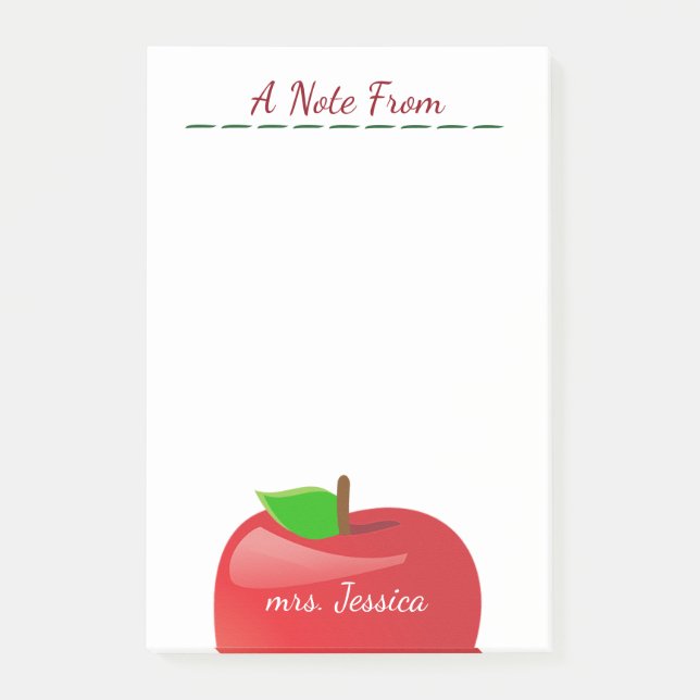 Personlig Red Apple Teacher Post-it Block (Framsida)