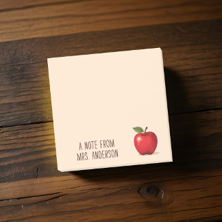 Personlig Red Apple w/ Teacher's Namn Post-it Block