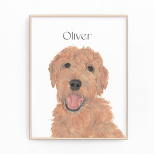 Personlig Red Apricot Golden Doodle Art Fototryck