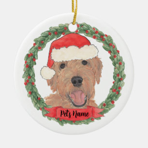 Personlig Red Apricot Golden Doodle Julgransprydnad Keramik