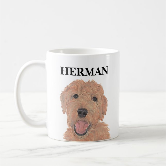 Personlig Red Apricot Golden Doodle Kaffemugg (Vänster)