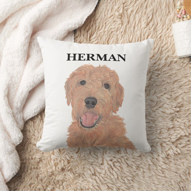 Personlig Red Apricot Golden Doodle Reversible Kudde (Filt)