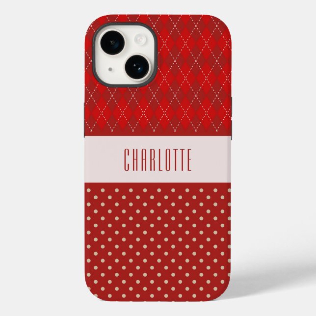 Personlig Red Argyles och Polka dots Phone Case (Baksida)