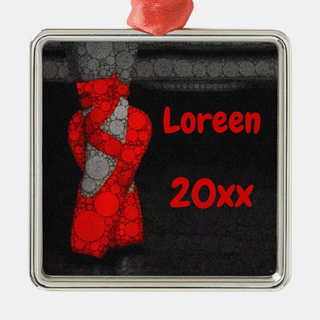 Personlig Red Ballerina Tofflor Julgransprydnad Metall (Framsidan)