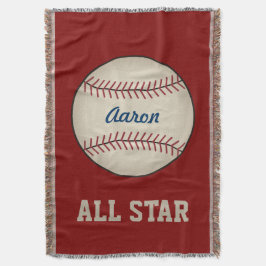 Personlig Red Baseball Sports Blanket Gift Filt