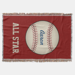 Personlig Red Baseball Sports Blanket Gift Filt