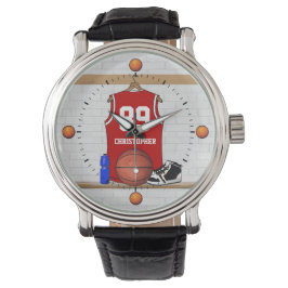 Personlig Red Basketball Jersey Armbandsur