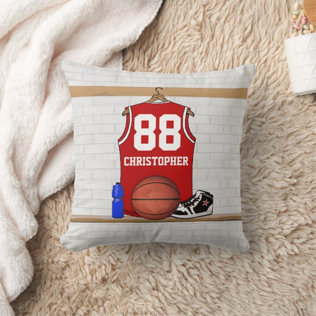 Personlig Red basketball jersey Kudde (Filt)