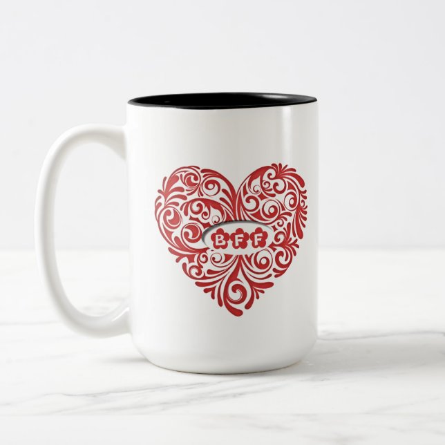 Personlig Red BFF Heart Mugg (Vänster)