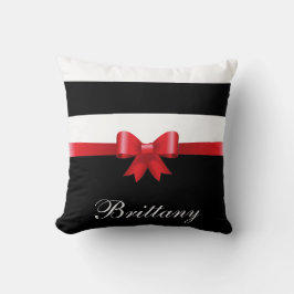Personlig RED, Black Bold Rand ELEGANT BOW Kudde