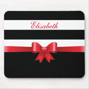 Personlig RED, Black Bold Rand RED BOW Musmatta