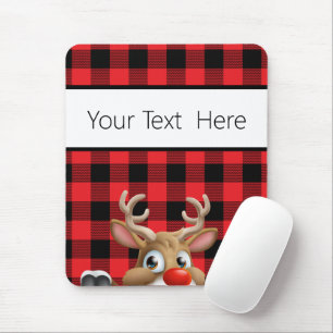 Personlig Red Black Buffalo Check Reindeer Musmatta