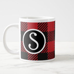 Personlig Red & Black Buffalo Play Monogram Jumbo Mugg