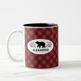 Personlig Red Black Lumberjack Bear Mugg