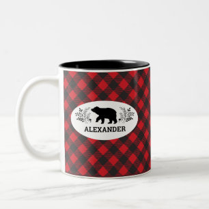 Personlig Red Black Lumberjack Bear Mugg