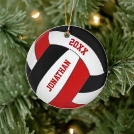 personlig Red Black Team färg boys volleyball Julgransprydnad Keramik