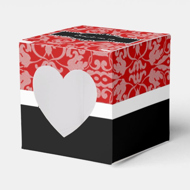 Personlig Red Black & White Damask Heart Box Presentaskar (Framsidan Sidan)