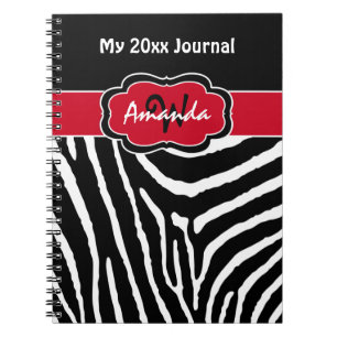 Personlig Red Black White Zebra Rand Journal Anteckningsbok Med Spiral