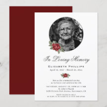 Personlig Red Blommigt Photo Memorial Service