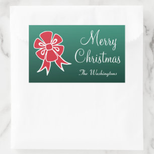 Personlig Red Bow God jul Stickers Rektangulärt Klistermärke