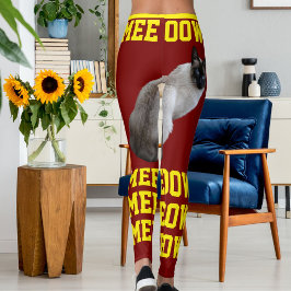 Personlig Red Bright Gult Pet Cat Mamma Photo Leggings
