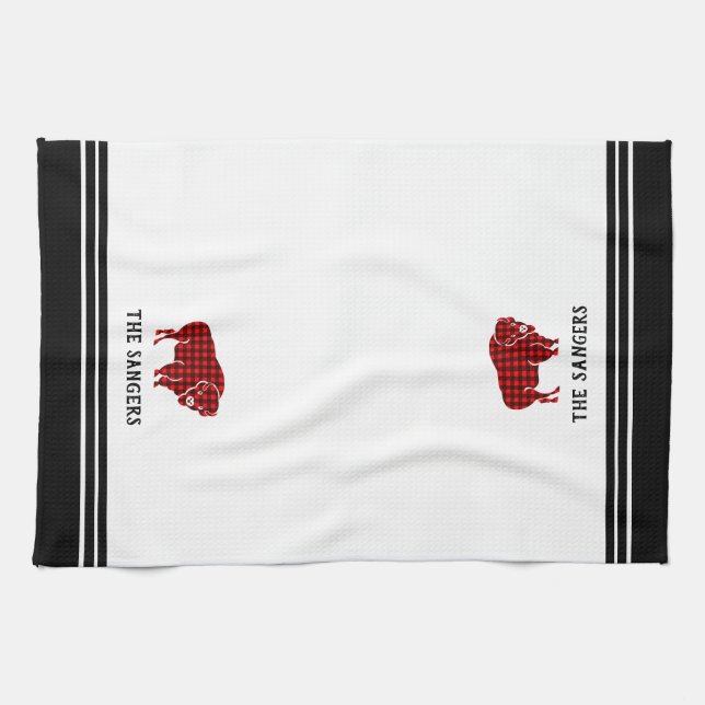 Personlig Red Buffalo Plaid Bison Kökets Tower Kökshandduk (Horisontell)