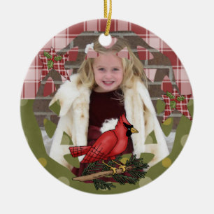 Personlig Red Cardinal Photo Ornament