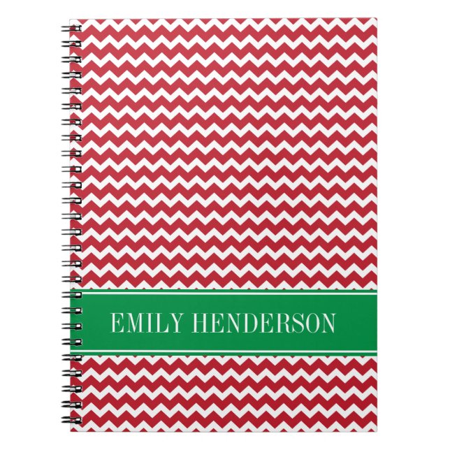 Personlig Red Chevron Helgdag jul Anteckningsbok (Framsidan)