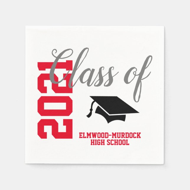Personlig Red Class of 2021 Gifts School Pappersservett (Framsidan)