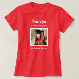 Personlig Red Class of 2025 Studenten Photo T Shirt