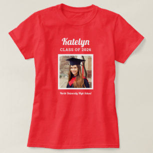 Personlig Red Class of 2025 Studenten Photo T Shirt