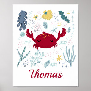 Personlig Red Crab Sea Life Marine Life Ocean Poster