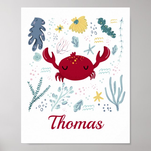 Personlig Red Crab Sea Life Marine Life Ocean Poster (Framsidan)