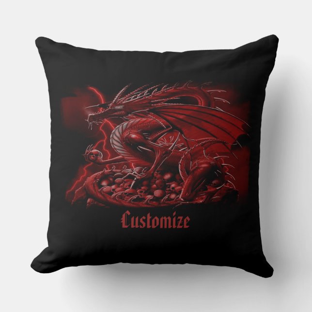 Personlig Red Dragon Dekorativ kudde (Framsida)