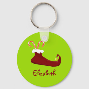 Personlig Red Elf Shoe fylld med Polkagrisar Nyckelring