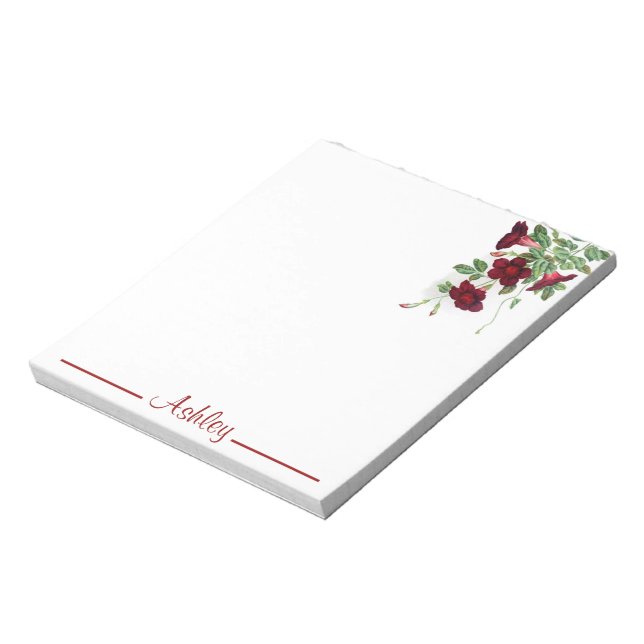 Personlig Red Flower Klockor Anteckningsblock (Roterad)
