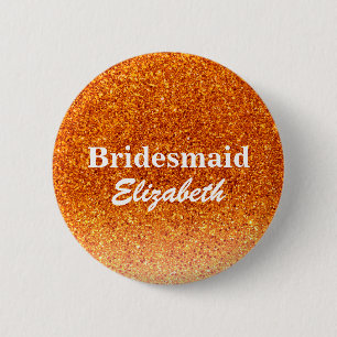 Personlig Red Glitter Bridesmaids Bröllop Knapp