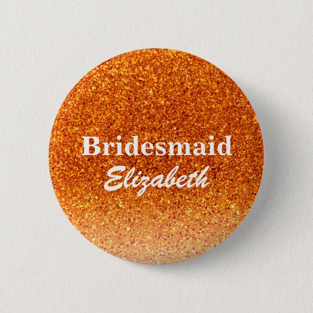 Personlig Red Glitter Bridesmaids Bröllop Knapp (Framsida)