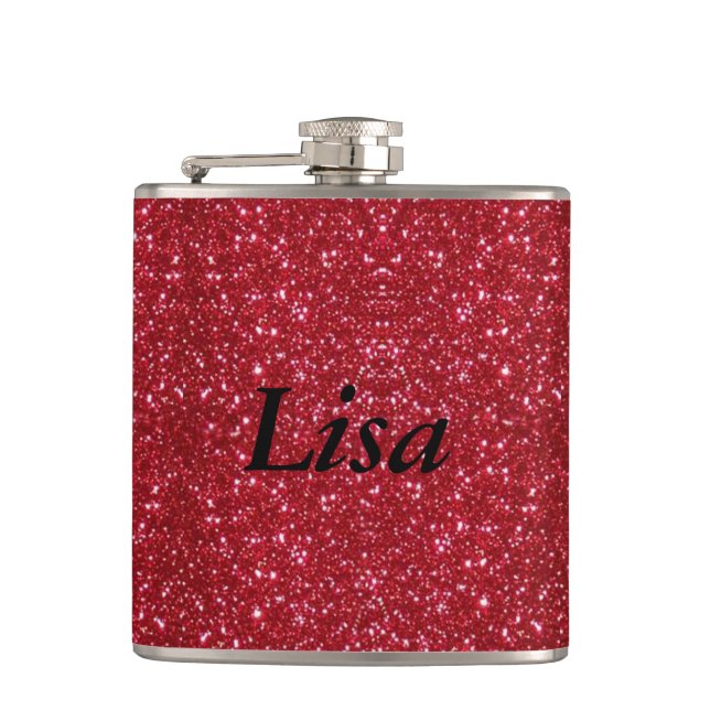 Personlig Red Glitter-kolv Fickplunta (Framsidan)