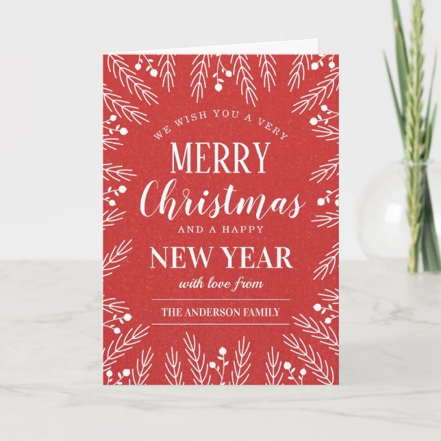 Personlig Red God jul Gott nytt år Kort (Framsida)